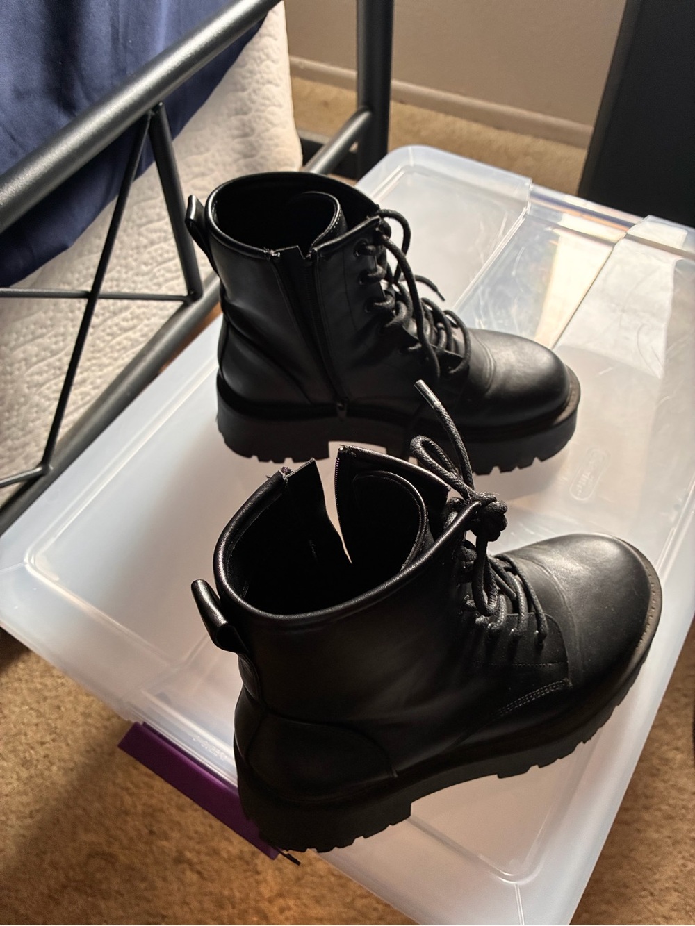 Madden Girl Black Lace-Up Combat Boots
